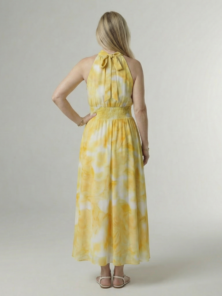 Gisela | Halter-Midikleed met Ruches in 4 Kleuren