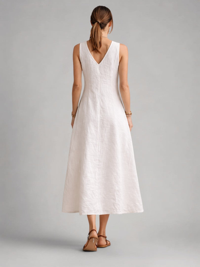 Greta | Linnen maxi-jurk met knoopsluiting