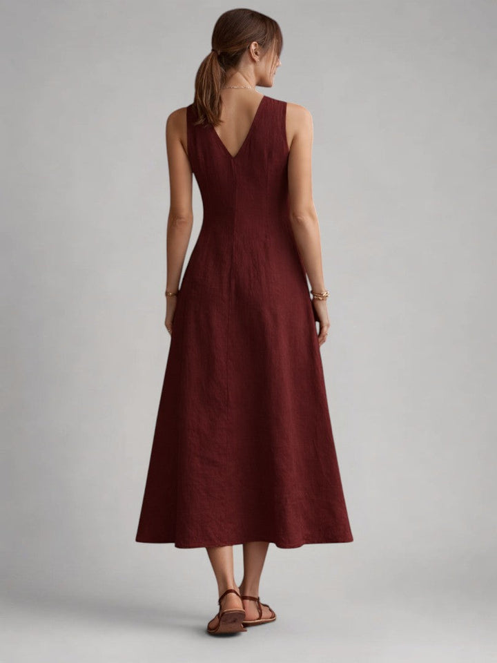 Greta | Linnen maxi-jurk met knoopsluiting