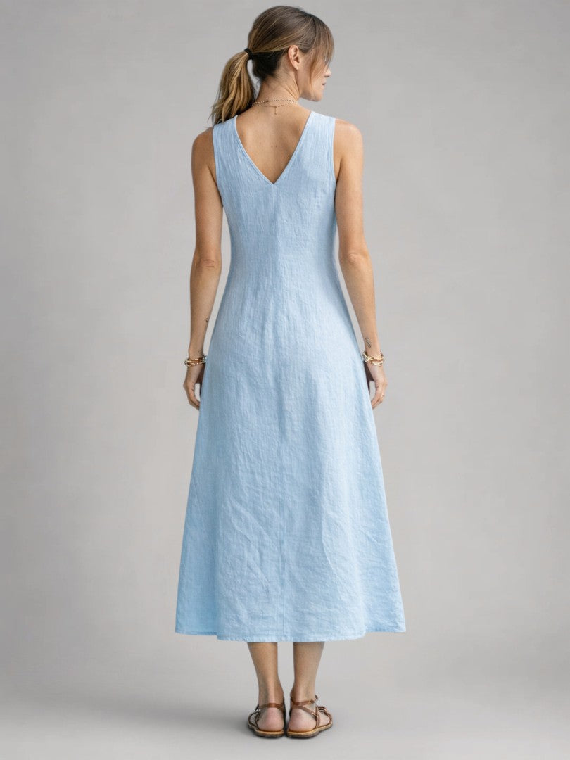 Greta | Linnen maxi-jurk met knoopsluiting