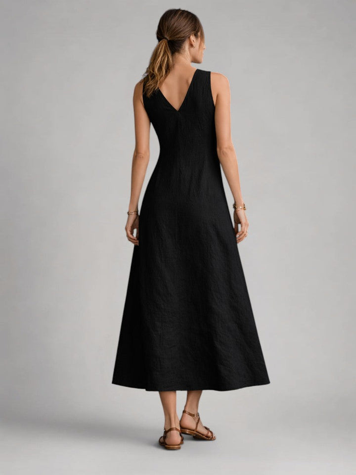 Greta | Linnen maxi-jurk met knoopsluiting