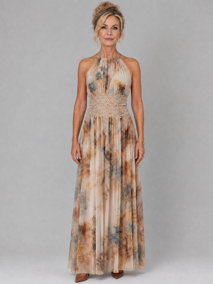 Hildegard | Halter Maxi-jurk met Kant Taille