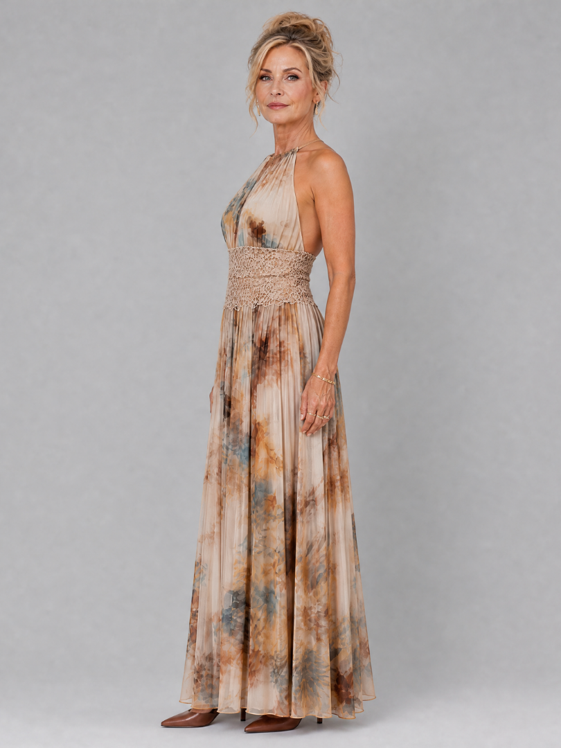 Hildegard | Halter Maxi-jurk met Kant Taille