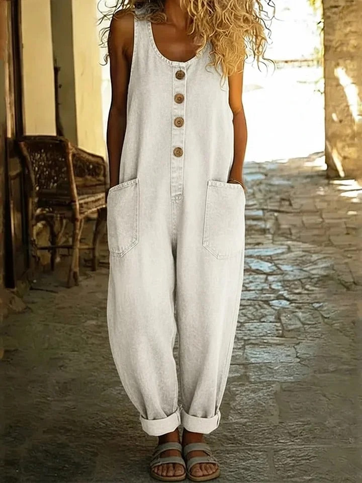 Grace | Salopette in Vintage Gewassen Katoenen Denim