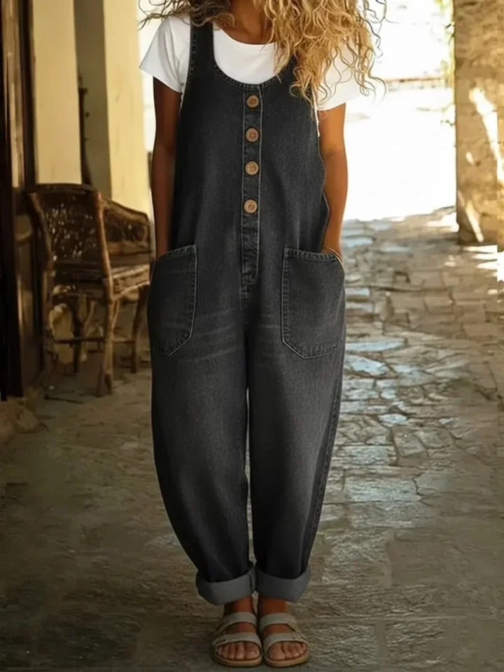 Grace | Salopette in Vintage Gewassen Katoenen Denim
