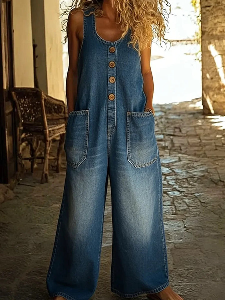 Grace | Salopette in Vintage Gewassen Katoenen Denim