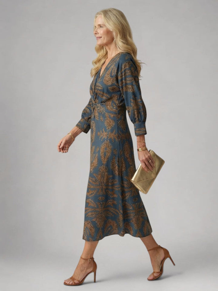 Vanessa | Lange Mouwen Wikkel Midi Jurk