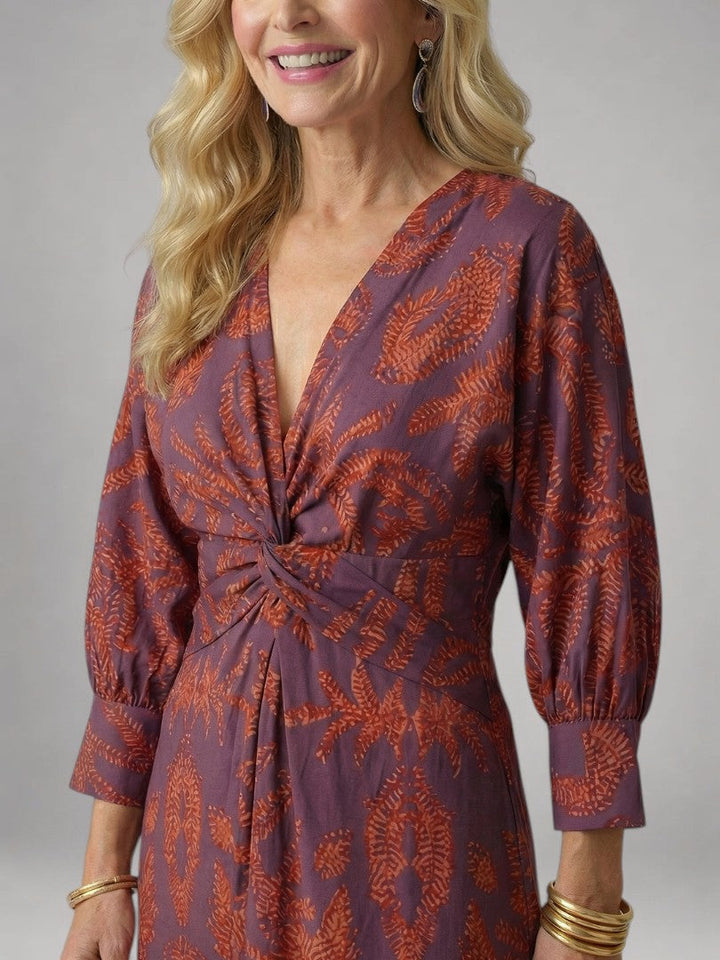 Vanessa | Lange Mouwen Wikkel Midi Jurk