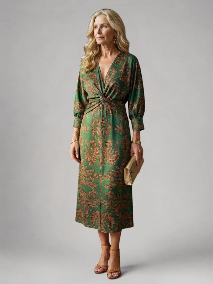 Vanessa | Lange Mouwen Wikkel Midi Jurk