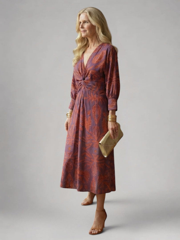 Vanessa | Lange Mouwen Wikkel Midi Jurk