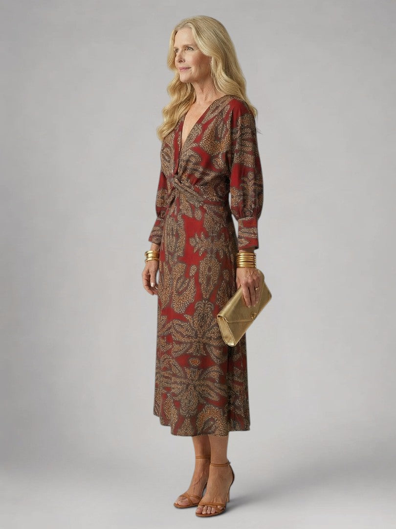 Vanessa | Lange Mouwen Wikkel Midi Jurk