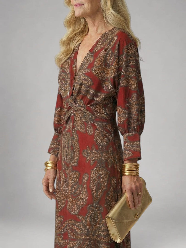 Vanessa | Lange Mouwen Wikkel Midi Jurk