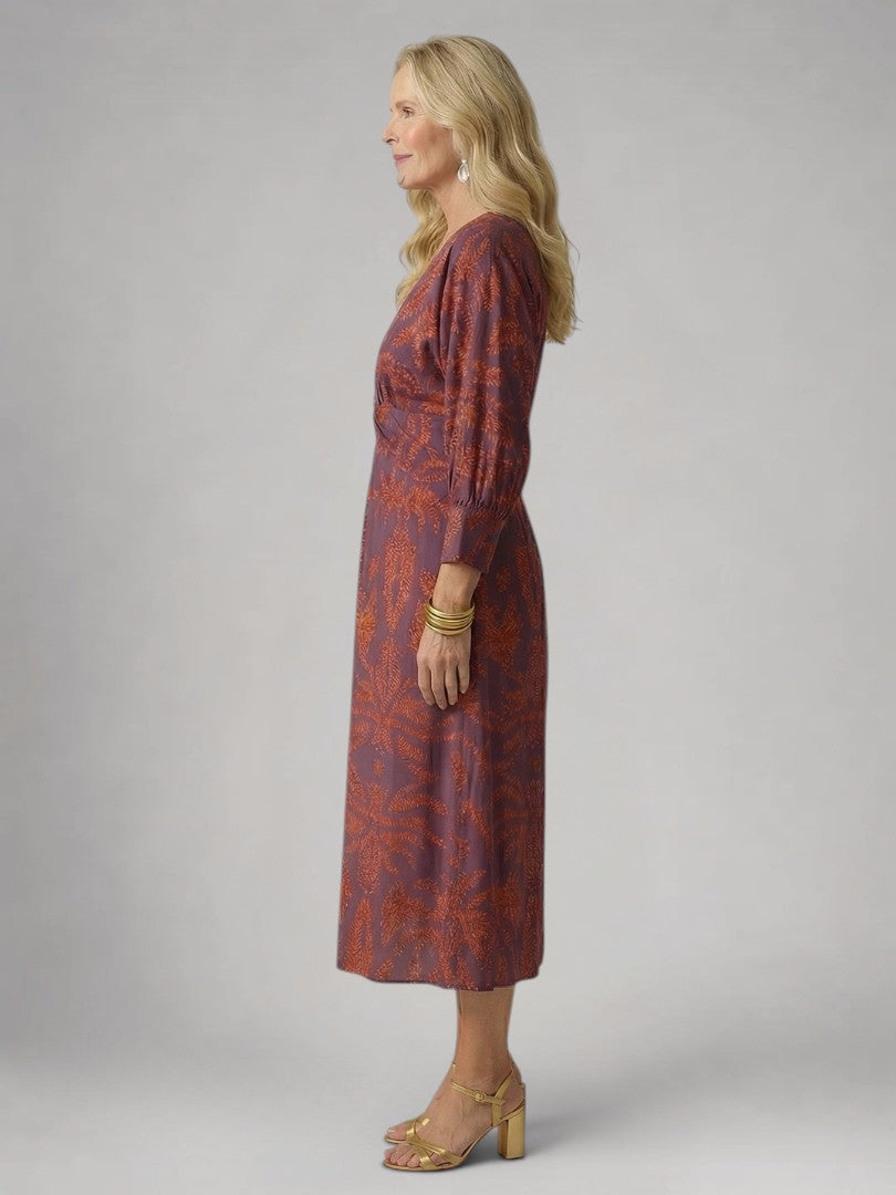 Vanessa | Lange Mouwen Wikkel Midi Jurk