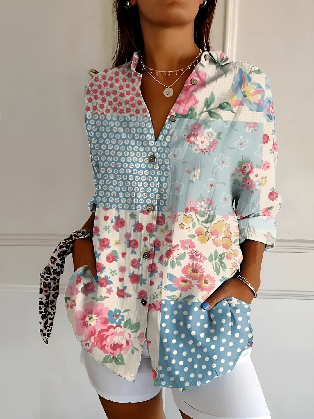 Maia | Blouse van Katoen met Bloemenmotief