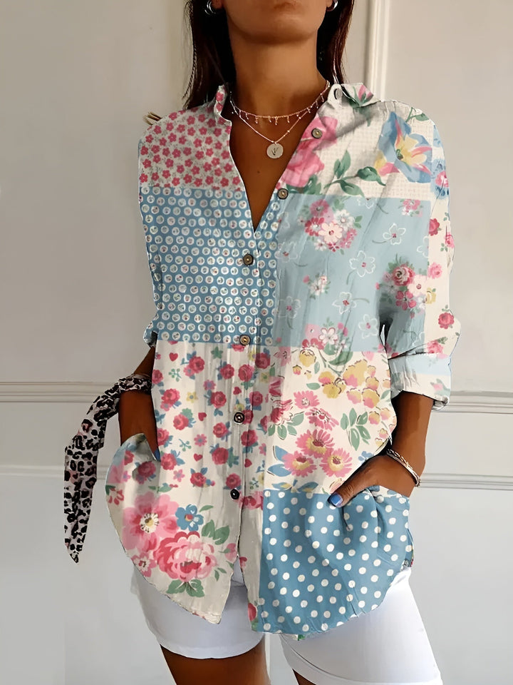 Maia | Blouse van Katoen met Bloemenmotief