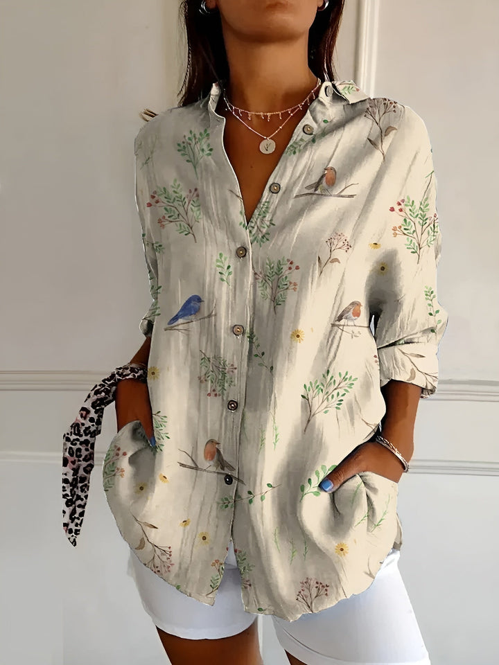 Maia | Blouse van Katoen met Bloemenmotief