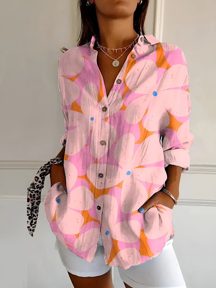 Maia | Blouse van Katoen met Bloemenmotief