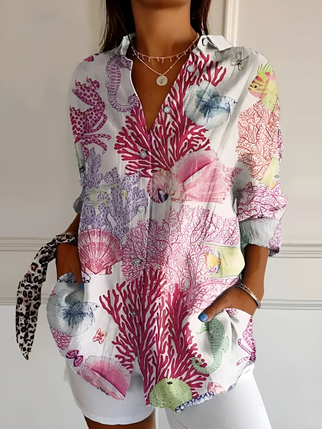 Maia | Blouse van Katoen met Bloemenmotief