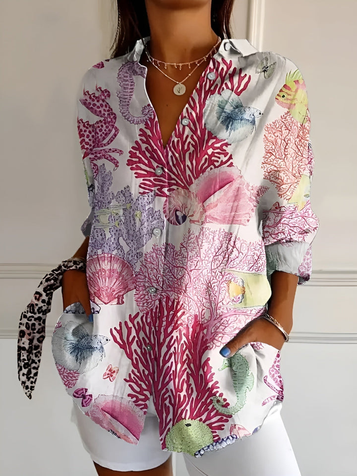 Maia | Blouse van Katoen met Bloemenmotief